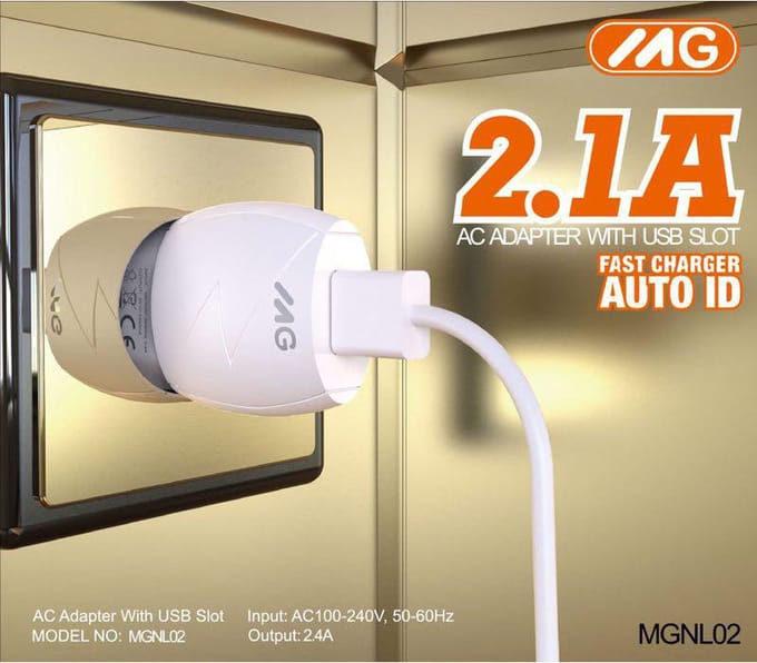 MG - Quick Charge 2.1A - USB 18W Charger Adapter Snellader Thuislader Fast Charge Reis Adapter - Wit, White