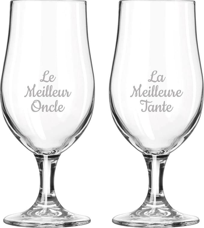 Bierglas op voet gegraveerd - 49cl - Le Meilleur Oncle & La Meilleure Tante