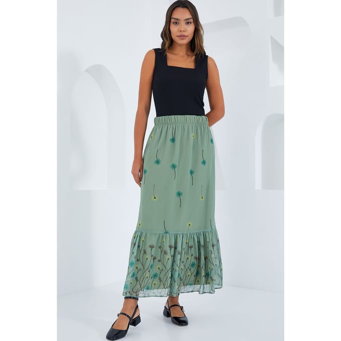 Geprinte Maxi Rok met Bloemenmotief