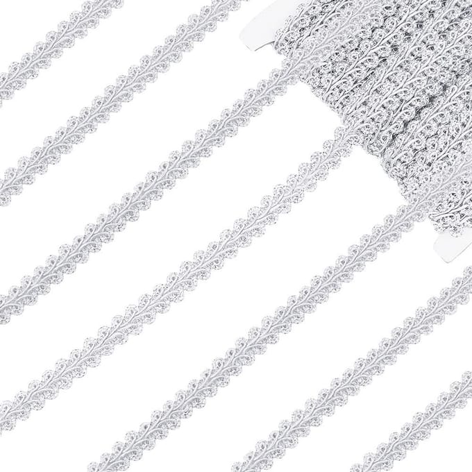 Allecto - Vlechttrim - Zilver - Decoratief sierlint - Bruiloft - Polyester - 22,5 meter - Geschikt voor ambachten