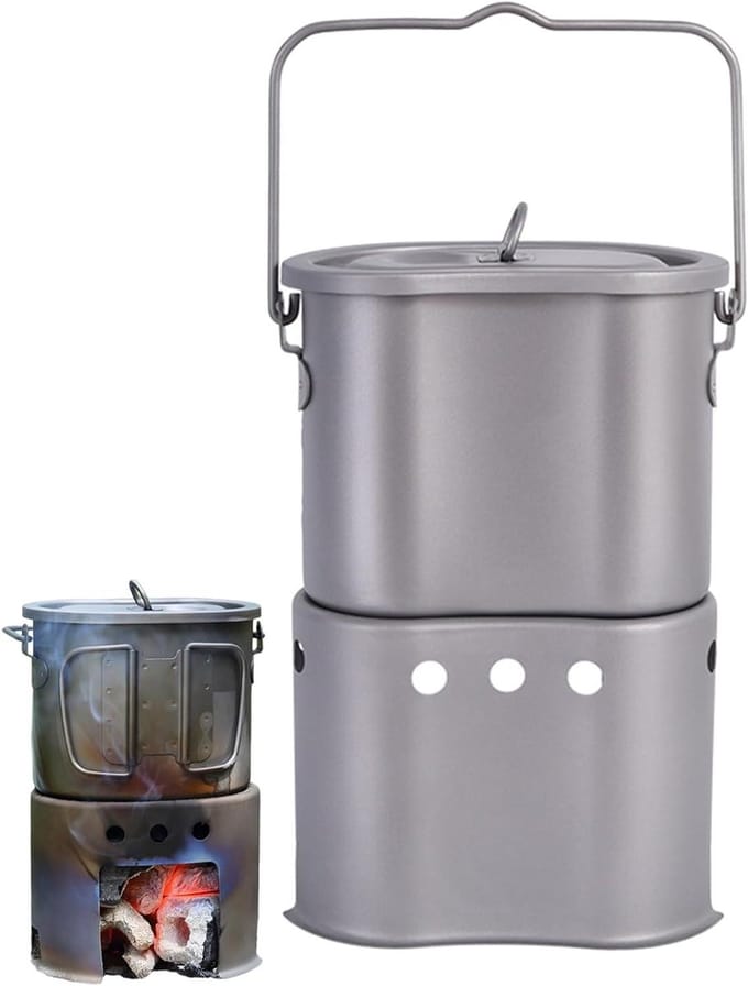 Tentkachel Camping - Draagbare Kookset - Outdoor Koken - Compact Nesting Design - 22 x 15 x 12 cm - Metaal