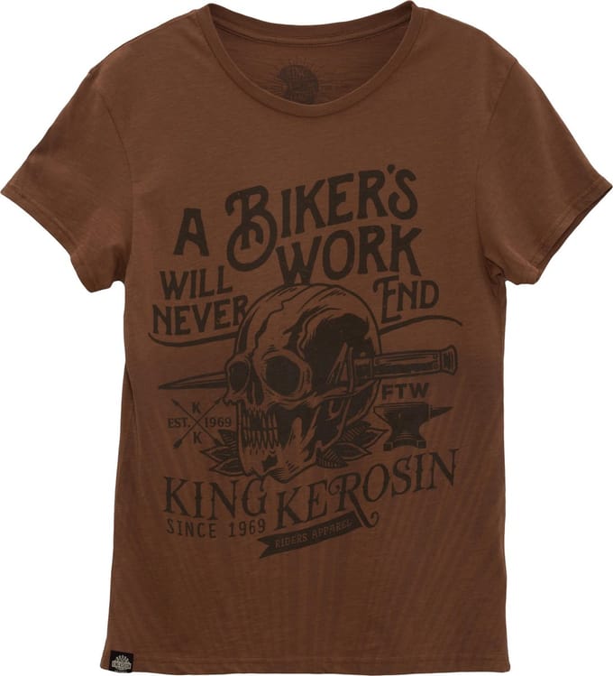 King Kerosin T-shirt Bikers Work Watercolour Brown