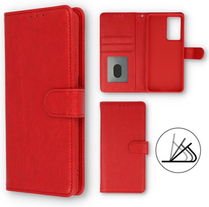 HB Hoesje Geschikt voor Samsung Galaxy A72 - Rood - Luxe Kunstlederen Portemonnee Book Case