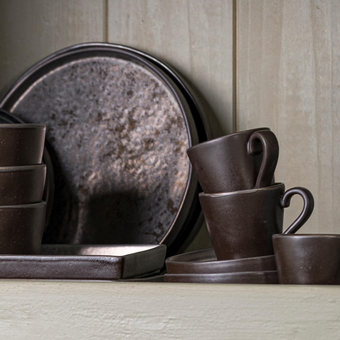 Costa Nova - servies - theekop en schotel Lagoa creme - aardewerk - set van 6 - H 7,5 cm