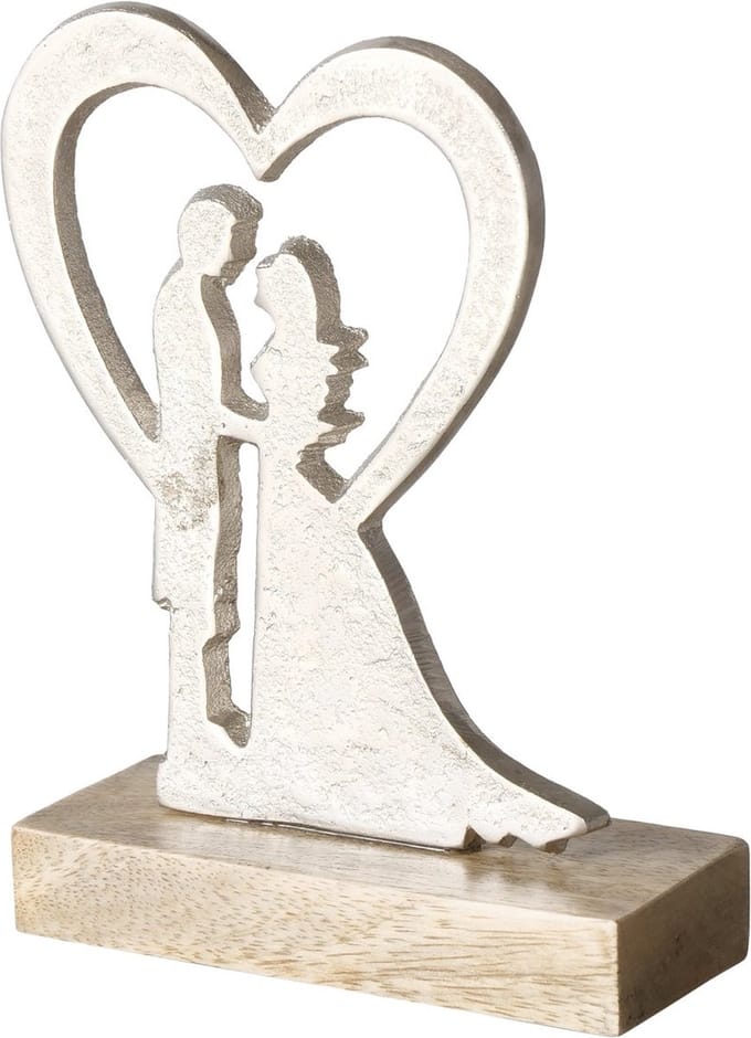 Bruidspaar - Trouwen - Zilver - Aluminium - op voet - 16.5x13x5cm - Mango