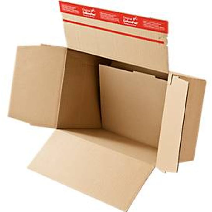 Kartonnen dozen met automatische bodem, A5, dubbele bodem, zelfklevende sluitstrip, bruin, 10 stuks