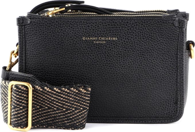 GIANNI CHIARINI Leren Schoudertas Shoulderbag Nero Zwart