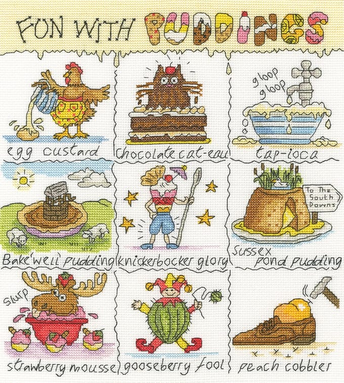 Bothy Threads Helen Smith Fun With Puddings borduren (pakket) XHS18