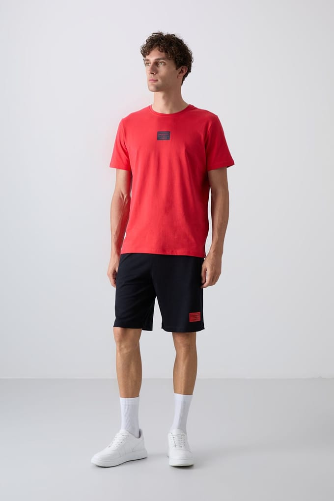 Bedrukte Katoenen Jersey T-Shirt en Shorts Set