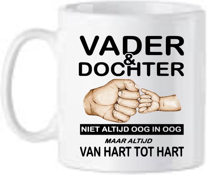 Koffie beker vader en dochter hart tot hart - liefde
