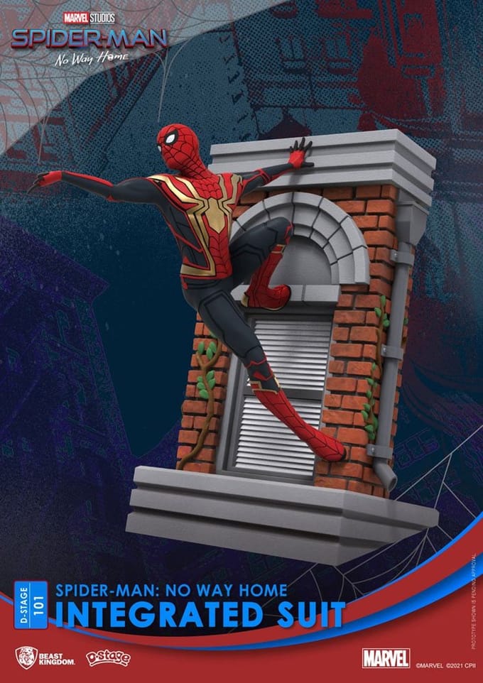 Beast Kingdom Toys SpiderMan Beeld/figuur Integrated Suit Closed Box Version 16 cm No Way Home D-Stage PVC Diorama Multicolours