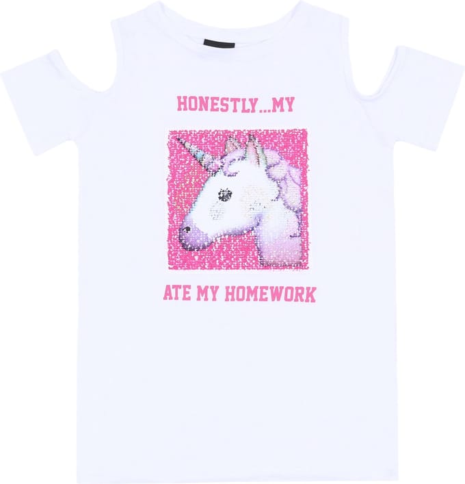 Wit blousje met een eenhoorn/hond