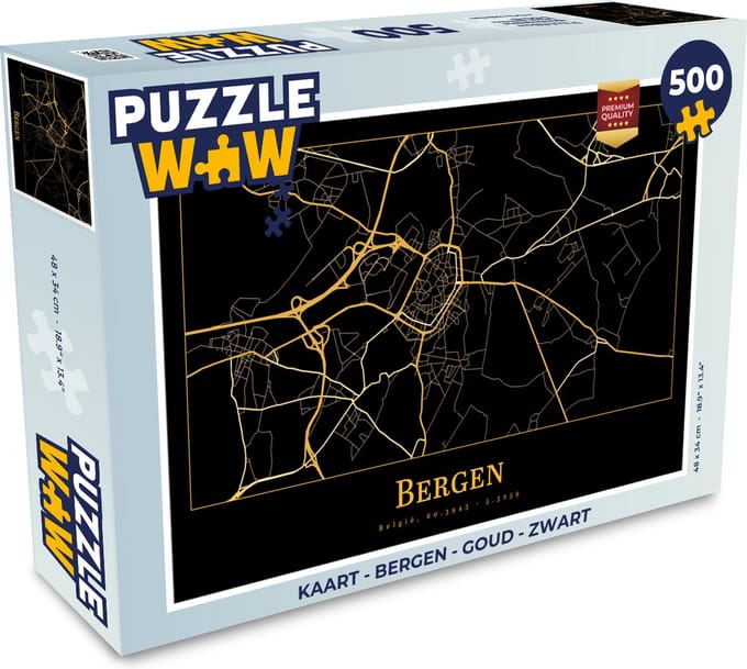 Puzzel Kaart - Bergen - Goud - Zwart - Legpuzzel - Puzzel 500 stukjes