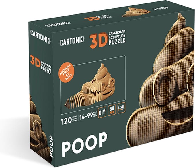 CARTONIC- Poop- 3D Puzzel-Speelgoed- Puzzel-DIY- Creatief- Karton- Kinderen en volwassen- 3D- puzzel