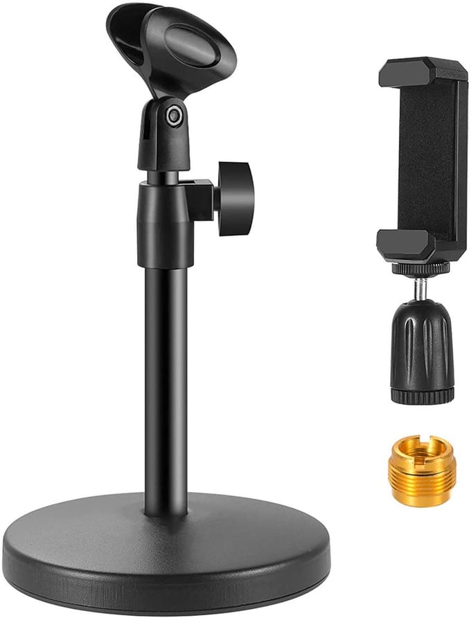 3-in-1 Bureau Microfoonhouder - Verstelbaar Microfoonstatief met 5/8" naar 3/8" Adapter - Voor Podcasts, Opnames & Livestreams