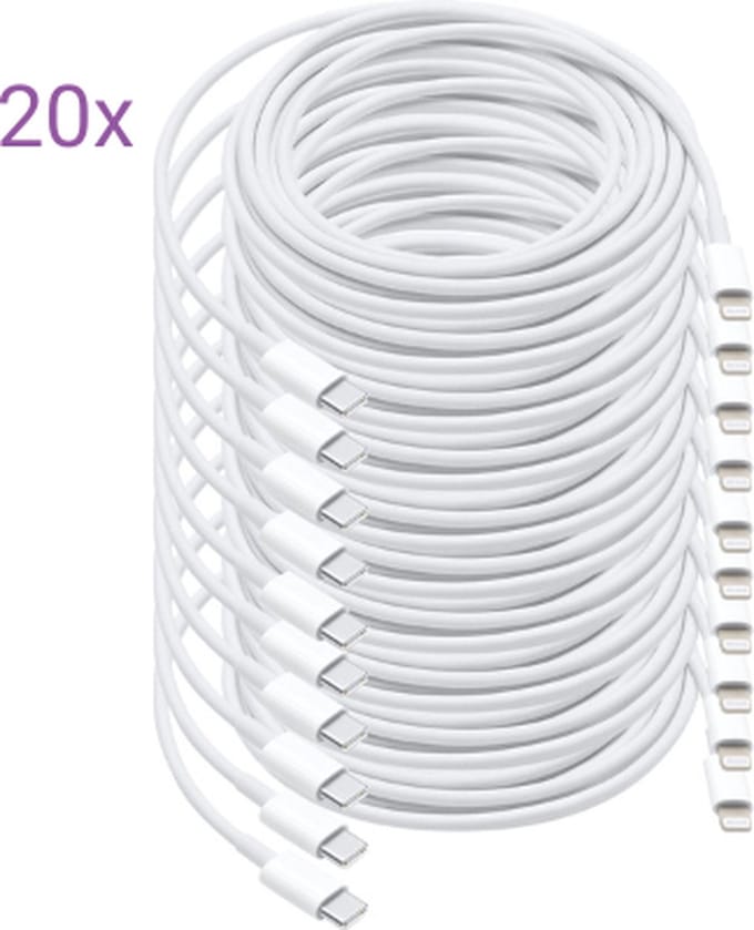 Viewr - USB-C naar iPhone Lightning kabel - 20 Stuks - 1 Meter - Oplader Kabel - Snel Lader