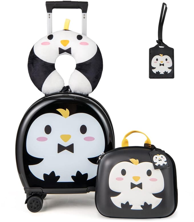 COSTWAY kinderkoffer, zwart, 10"+14", Schattig