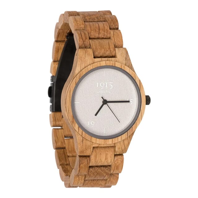 1915 Watches Houten Horloge - Dames - Fine Cotton Series - Eiken - Wit