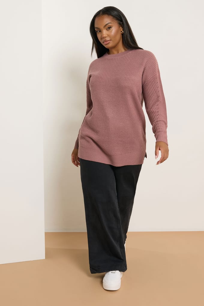 Yours Roze Drop Shoulder Trui Size 54-56