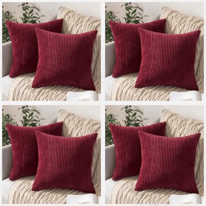Set van 4 Zachte Kussenslopen van Corduroy - 40 x 40 cm - Diverse Kleuren