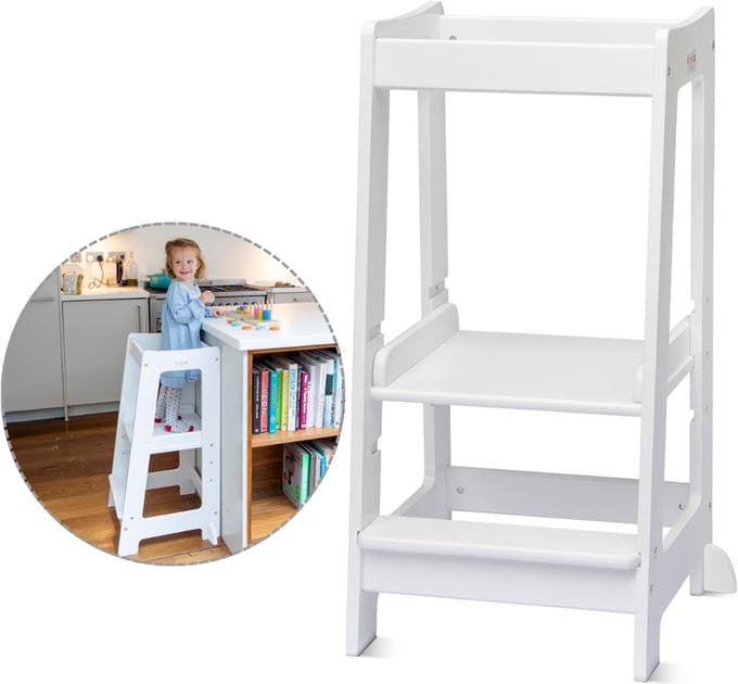 Kinder Toren - Keuken Helper - Zelfstandig Leren - Wit