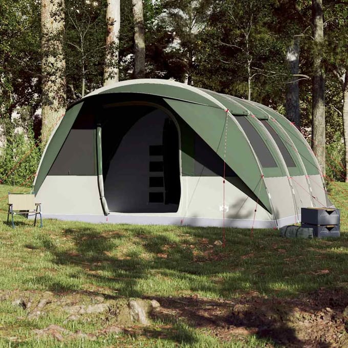 Tente familiale tunnel pour 7 personnes Verte Imperméable