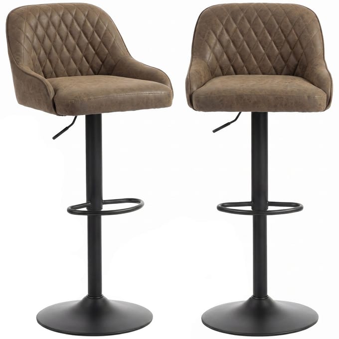 HOMCOM barkruk - PU, metaal - 47 x 52 x 108 cm - Donkerbruin