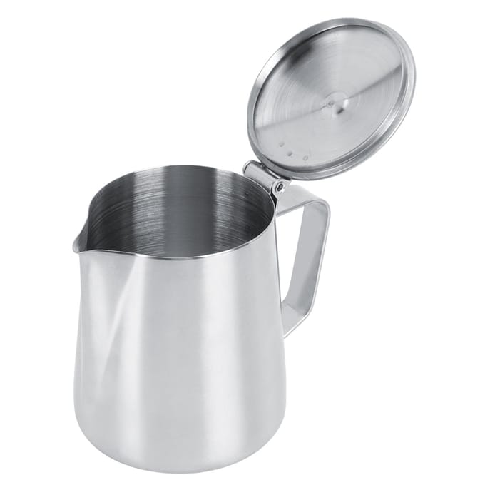 350ml Roestvrijstalen Melk Craft Koffie Latte Opschuimkunst Kan Pitcher Mok Beker met Deksel white