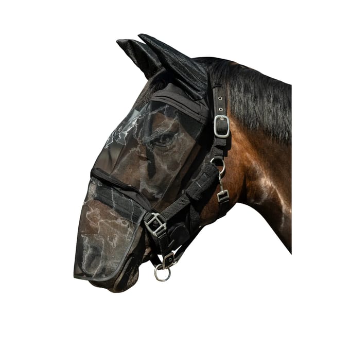 Vliegmasker voor paard met neuskap HKM Premium