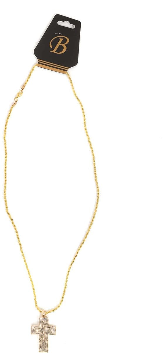 Ketting kruis strass - Goud - foute party