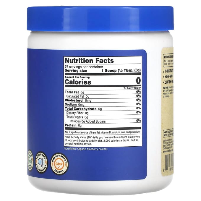 Nutricost, Biologisch Blauwe Bessenpoeder, Ongezoet, 8 oz (227 gr)