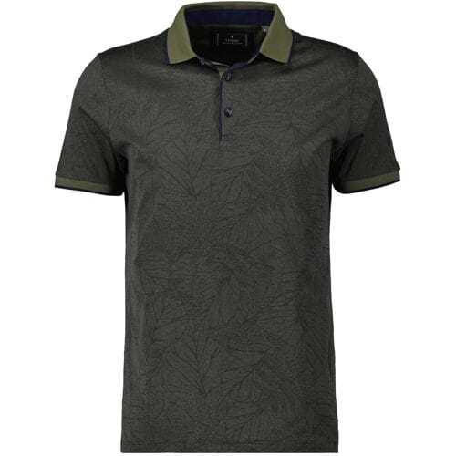 Ragman Polo Mercerized Cotton Fantasy Leaf Pattern Thyme / male