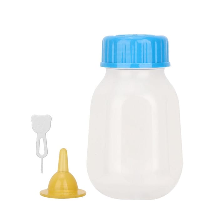 Biberon d'alimentation portable en silicone transparent durable de 120 ml pour animal de compagnie chien chat blue