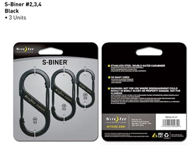 Nite Ize Nite Ize S-biner Karabijnhaak (3 Stuks) - Black