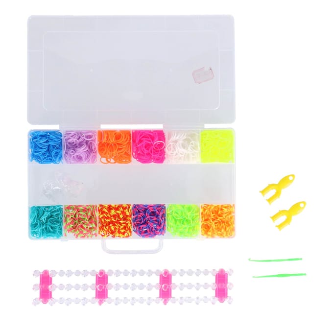 Creafun loomband knutselset 2500 stuks kleurrijke elastiekjes.