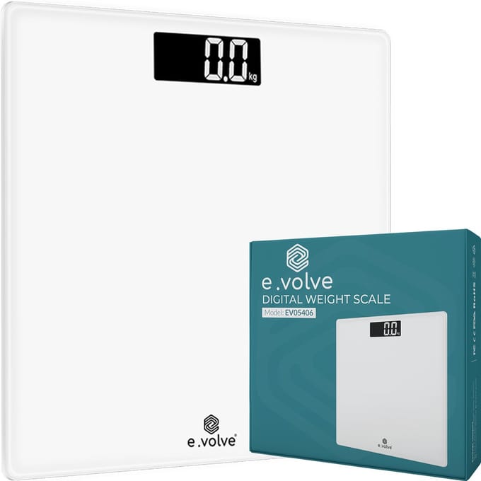 e.volve C3 Weegschaal Personenweegschaal Digitaal - Incl. Batterijen - Wit - Digitale Weegschaal