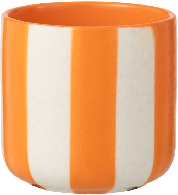 J-Line bloempot Gestreept - keramiek - oranje/wit - small