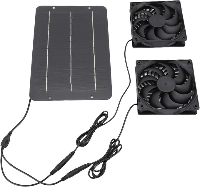 Zonnepaneel Ventilator Set - Dubbele Ventilatie - Ventilatie Buiten - IPX7 Waterbestendig - 50W 18V
