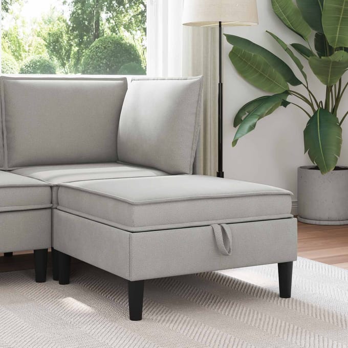 vidaXL - Sofa - Kruk - met - Opbergruimte - Lichtgrijs - Fluweel