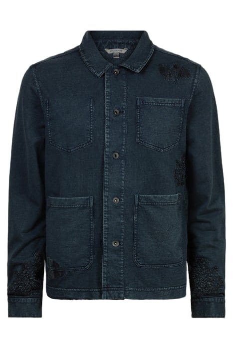John Varvatos Dalton Ls Trucker Jacket With Mending De Navy Größe: S | Jeansjacken Outlet | Herren | Blau