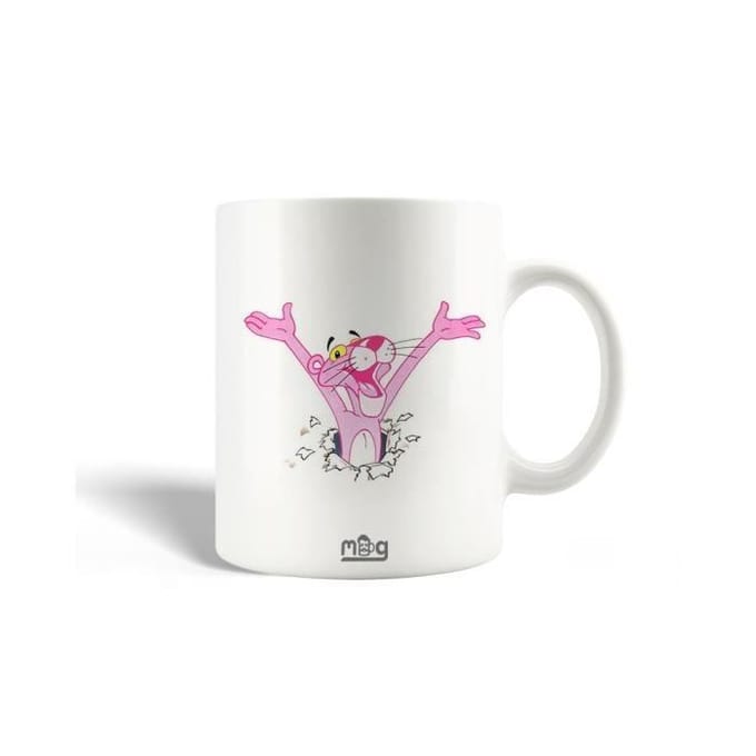 Mug en Céramique - La Panthère Rose - 30cl - Compatible Lave-Vaisselle - Blanc - Rond