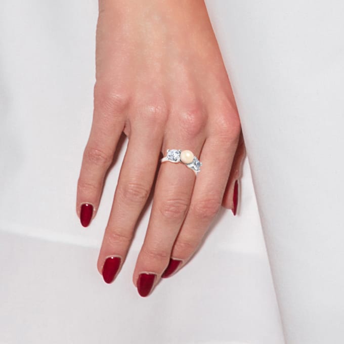 Roze cultuur parelring 5-6 mm verstelbare zirkoniumoxiden 925
