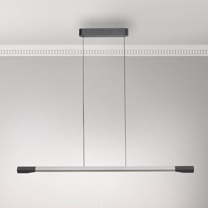 Paul Neuhaus LED hanglamp Hoop, aluminiumkleurig, 128 cm, dimbaar
