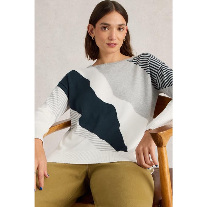 White Stuff Olive Abstract Jumper Grey Multi Größe: 18 | Pullover Outlet | Damen | Grau