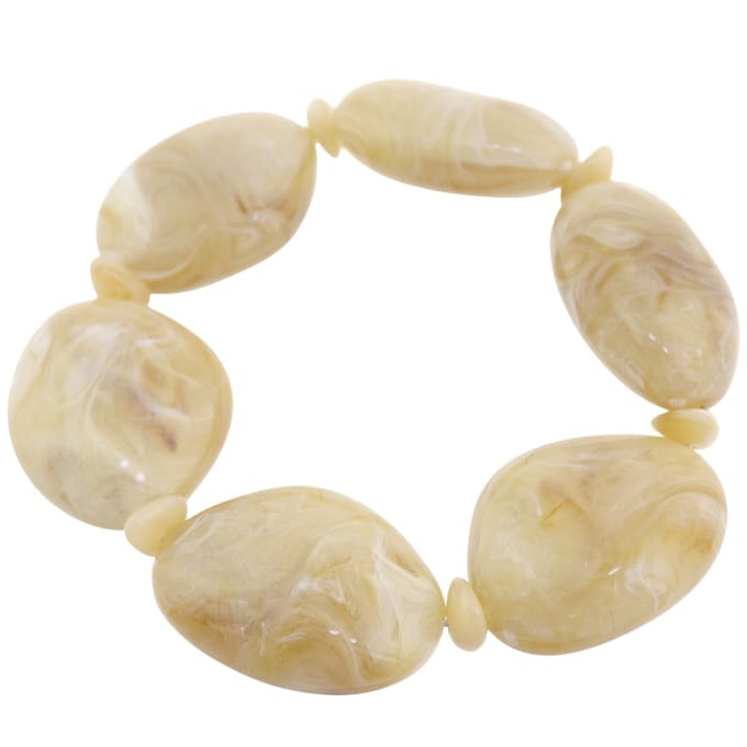 Behave - Kralenarmband beige - Natuurlijke basic look - 18 cm
