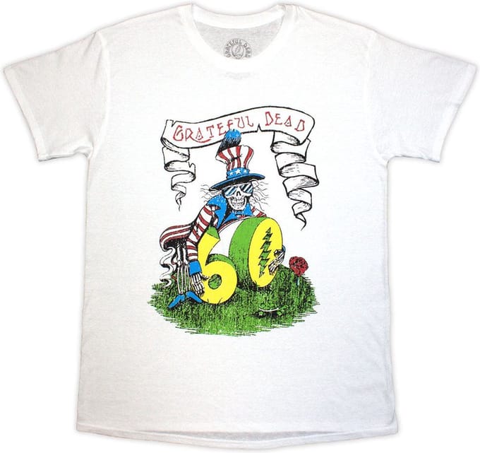 Grateful Dead - 60th Rose Pose Heren Tshirt - S - Wit