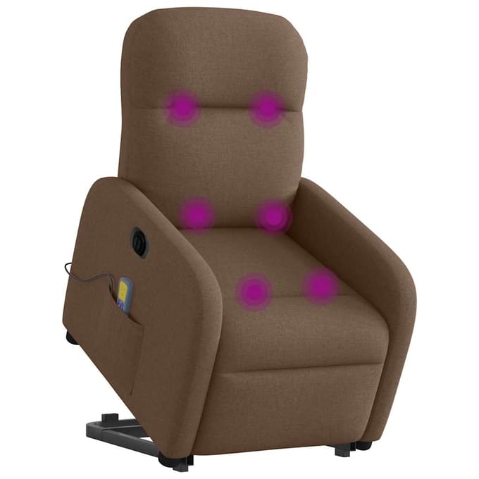 vidaXL - Sta-op-massagestoel - elektrisch - verstelbaar - stof - bruin