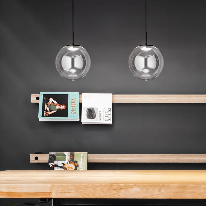 Fabas Luce LED hanglamp Ariel, 1-lamp, Ø 25cm, glas, dimmer, CCT
