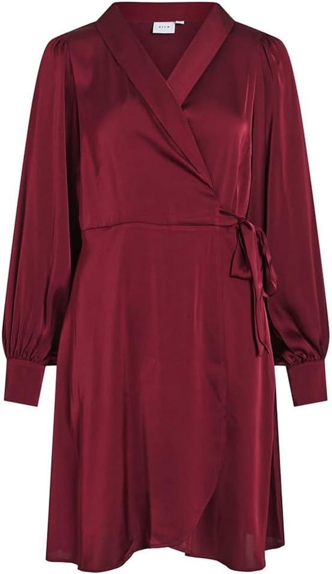 Elegante Korte Wikkeljurk voor Dames in Satijn