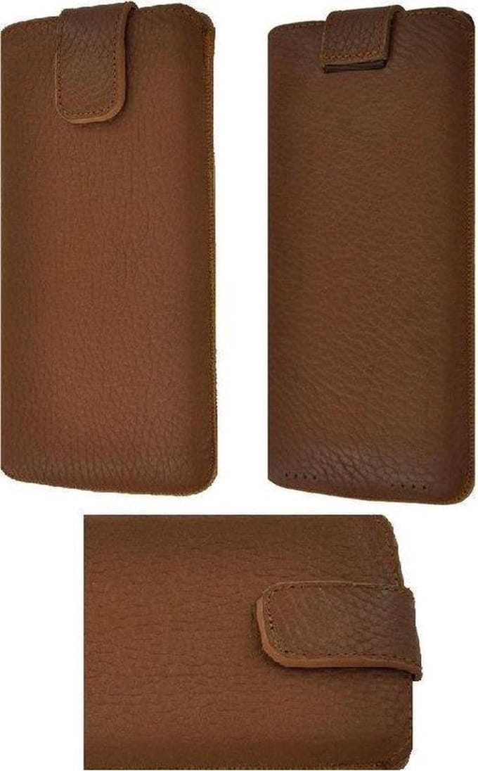 iPhone 12 Pro Hoesje - Insteek Cover Echt Leer Geribbeld Bruin